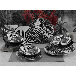 CREATABLE 12-tlg. Geschirrset Tropicana aus Steingut für 4 Personen (Set besteht aus 4)