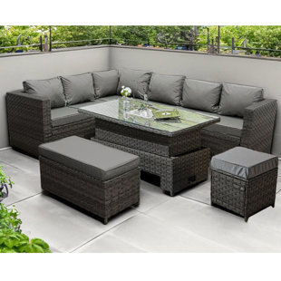 DREAMS LIVING LTD Rectangular 9 - Person 75cm Long Dining Set with Cushions