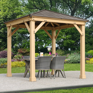 YARDISTRY Meridian 8 Ft. W x 8 Ft. D Solid Wood Patio Gazebo