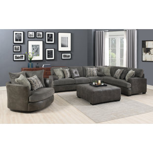 EMERALD HOME FURNISHINGS Eastep 5 - Piece Upholstered Sectional Set With Swivel Chair And Ottoman