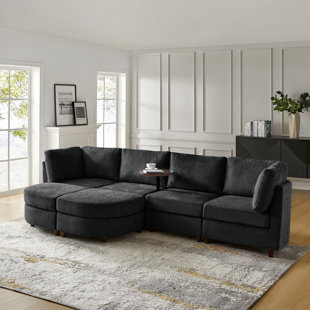 HOKKU DESIGNS Dayman 6-Piece Modern Storage Convertible Sectional Sofa with End Table