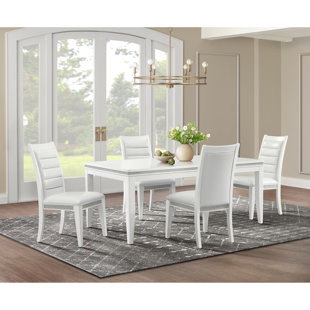 Picket House Furnishings Corinth Standard Height Dining Set In White-Table And Four Chairs