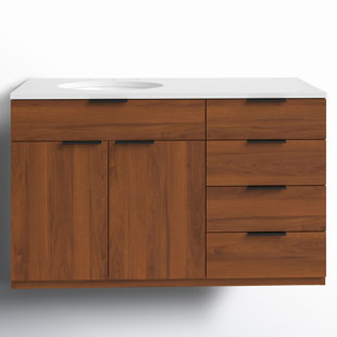 ALLMODERN Bexley 42" Wall-Mounted Single Bathroom Vanity with Quartz Top