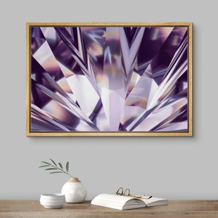 IDEA4WALL Marble Agate Slice Glam Sparkling Purple Crystal Gemstone Picture Modern Large Canvas Print Wall Art