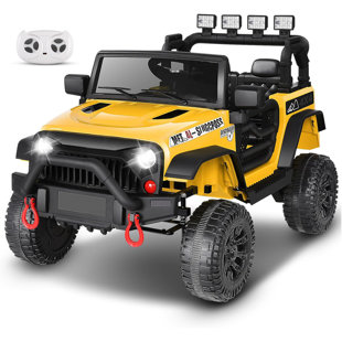 DREAMDWELL HOME 12V Electric Ride on Jeeps for Kids, Ride On Car Truck with Remote Control, Battery Power Car Wheels for Kids w/LED Lights, Bluetooth, Music, 3 Speeds, 12 Volt Ride on Toys for Boys and Girls