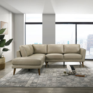 CORRIGAN STUDIO® Mouloud 2 - Piece Genuine Leather Upholstered Sectional