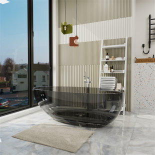 GIVINGTREE 66.93'' x 34.65'' Freestanding Soaking Solid Surface Bathtub with Pop-up Drain And Overflow, Cupc Certified