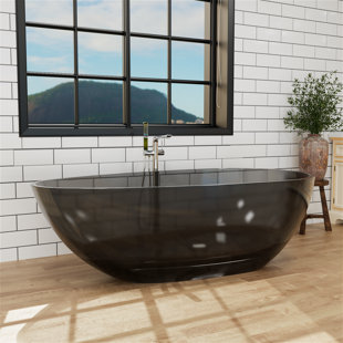 GIVINGTREE 70.86'' x 33.46'' Freestanding Soaking Transparent Solid Surface Bathtub with Pop-up Drain And Overflow, Cupc Certified