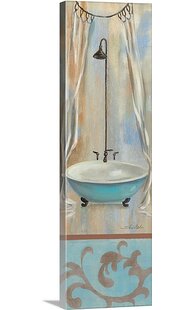 CANVAS ON DEMAND Vertical Bathroom French Bathroom In Blue I On Canvas by Silvia Vassileva Print