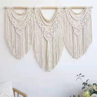 DAKOTA FIELDS Boho Tapestry Macrame Wall Decor Ar, Chic Bohemian Handmade Woven Tapestry Home Decoration