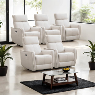 BONZY HOME 32.3" Wide Contemporary Swivel And Rocker Power Reclining Home Theater Seating With USB Port（Set Of 5)