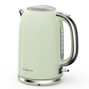 Longdeem 1.7L Electric Tea Kettle: 1500W, Fast Boil, Auto-Shutoff, Stainless Steel, Light Green