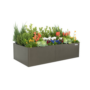 VEGO GARDEN Modern 17" Tall Metal Outdoor Long Planter Box