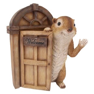 DESIGN TOSCANO Garden Greetings Squirrel Welcome Tree House Door Statue