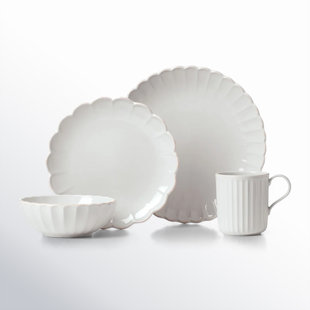 LENOX French Perle Scallop White Scallop 4-Piece Place Setting