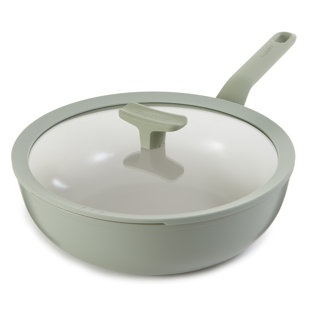 BergHOFF Leo Balance Non-Stick 4.4Qt. Ceramic Aluminum Wok with 11" Glass Lid, Recycled Material