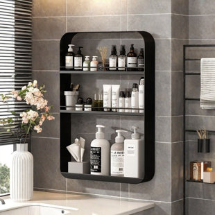 ROSEM MAY 3 Tier Multi-purpose Shelf Storage Stainless Steel Wall Mounted Optional Bathroom Shelves