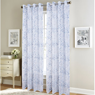 RT DESIGNER'S COLLECTION Taylor Leaves Metallic Sheer Window Curtain Panel