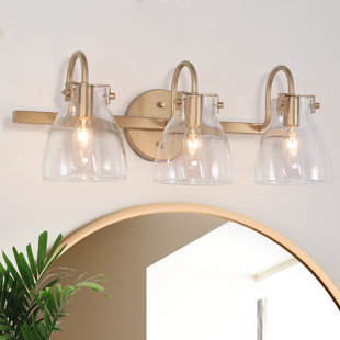 LALUZ 3-Light 21'' W Gold Glam Bathroom Vanity Light ETL Certified