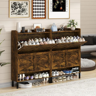 KIFLIC Shoe Storage Cabinet for Entryway, Fits Size 13, 48 Pairs,Shoe Rack Organizer with 4 Flip Drawers