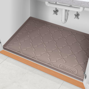 ADECO TRADING Under Sink Mat For Kitchen Waterproof, 28" X 22" Silicone Mat Cabinet Liner For Bathroom Under Sink Organizer With Raised Edge, Fits 30Inch Standard Cabinet Under Sink Drip Tray Protector