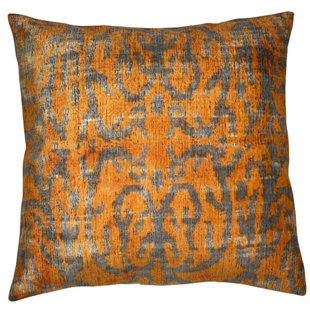 PASARGAD NY Ikat Velvet Silk Throw Pillow