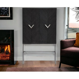 DESIGNE GALLERIE Wanbli Wooden Armoire, Solid Wood and Metal Base, 43x16x72