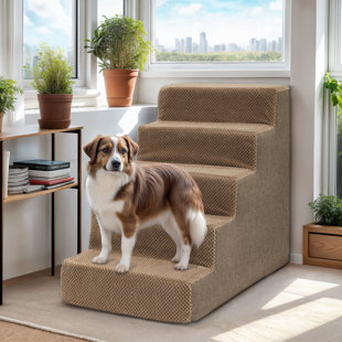 TUCKER MURPHY PET™ 5 Tiers Non-Slip Pet Stairs with High-Strength Boards, Removable Washable Cover