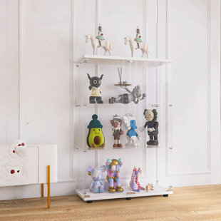 AONYAYBM 2 Door Glass Display Cabinet 3 Shelves, Floor Standing Curio Bookshelf, 49.3"H Display Case