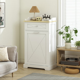 SEMOIC Trash Can Cabinet Manufactured Wood Handle Cabinet Trash Can - 200 Gallons