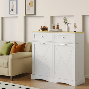 SEMOIC Kitchen Can Cabinet Manufactured Wood Handle Cabinet Trash Can - 12 Gallons