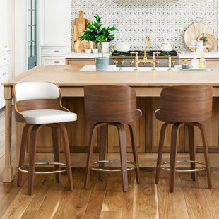 WADE LOGAN® Bresha Swivel Upholstered Counter Stool (Set of 3)