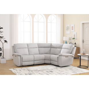 HOKKU DESIGNS Jonestown 4 - Piece Cushion Back Power Reclining Sectional With Adjustable Lumbar Support & Headrest