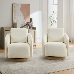 JUNMEI Upholstered Swivel Barrel Chair