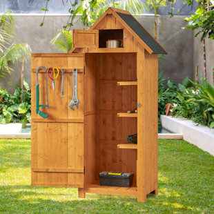 BABEVY Outdoor Wooden Storage Shed, Garden Wood Tool Cabinet, Solid Sheds & Outdoor Storage Clearance