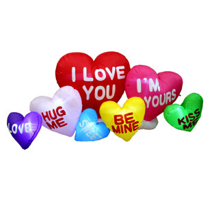 BZB GOODS 6 Foot Long Lighted Happy Valentine's Day Inflatable Seven Colorful Hearts Patch with Love Messages Indoor / Outdoor Blow Up Yard Decoration