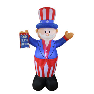BZB GOODS 6 Foot Tall Lighted Patriotic Independence Day 4th of July Inflatable Uncle Sam with Flag Indoor / Outdoor Blow Up Holiday Yard Decoration