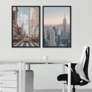 WALL26 " View Of Downtown New York City And Skyline Cities Architecture Photography Modern Bohemian Urban " 2 - Pieces