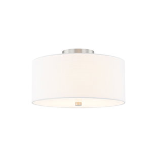 JUSTICE DESIGN GROUP Textile - Classic Drum Semi-Flush - Linen Fabric Shade - 14"