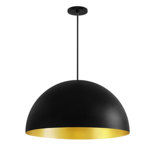 JUSTICE DESIGN GROUP Elias Dome Pendant - Matte Black with Champagne Gold Interior - 5-Light - 23.5"L x 23.5"W