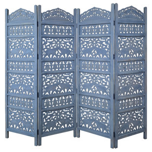 BUNGALOW ROSE Juhena - 4 Panel, Mango Wood, Folding Room Divider Screen