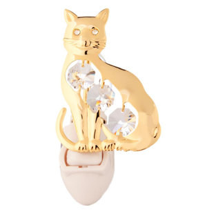 MATASHI CRYSTAL 24K Gold Plated Kitty Cat Night Light