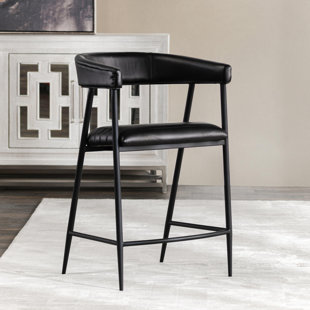 CLASSIC HOME Preston Top Grain Leather Counter Stool