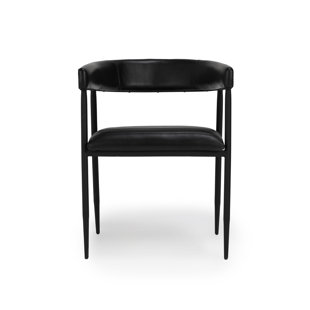 CLASSIC HOME Preston Top Grain Leather Dining Chair In Jet Black