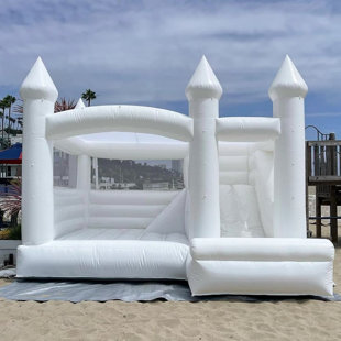 CONNSANN 15' x 13' PVC White Bounce House with Slide and Air Blower