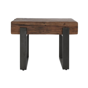 CLASSIC HOME Duarte 30" Industrial Reclaimed Solid Wood End Table In Brown