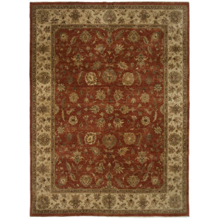 SHALOM BROTHERS Hand-Knotted Wool Rust Rug