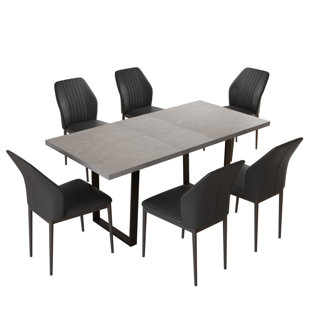 ZERIFEVNI Essgruppe mit ausziehbarem Tisch und 6 Stühlen