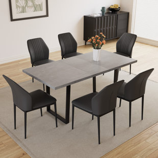 ZERIFEVNI Modern High Quality Butterfly Table with Leather Chairs (set of 6)