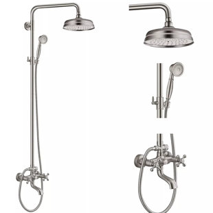 NABIYY Brushed Nickel 8" Rainfall Shower Faucet Set Luxury Tub Spout W/Hand Shower